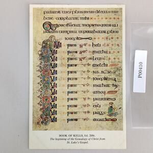 Book of Kells, St Luke's Gospel Trinity College Dublin Ireland 1960s Postcard